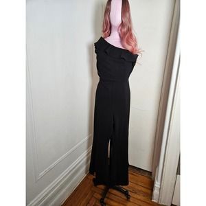 One shoulder fancy black jumpsuit